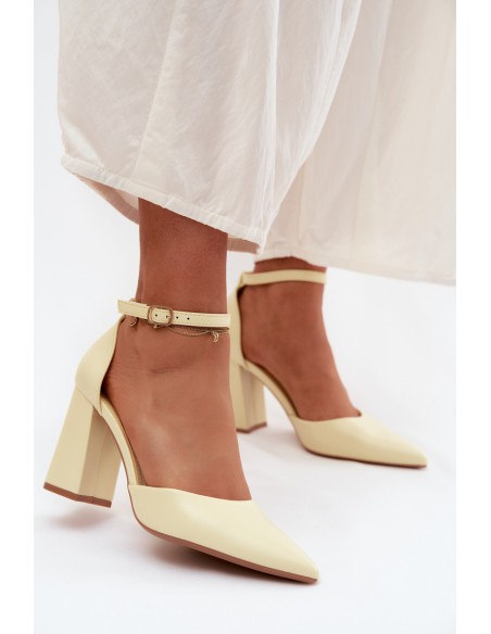 Yellow Block Heel Shoes Selvra