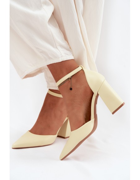 Yellow Block Heel Shoes Selvra