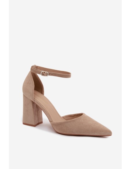 Beige Block Heel Shoes Selvra