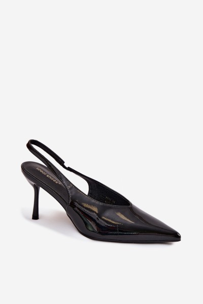 Patent Leather High Heels Sandals Made of Eco Leather Black Norvra 2