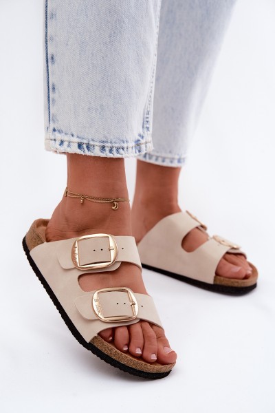 Women's Slippers With Cork Sole And Buckles Lee Cooper LCW-26-35-4454L Beige