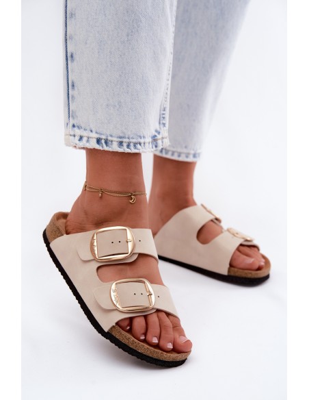 Women's Slippers With Cork Sole And Buckles Lee Cooper LCW-26-35-4454L Beige