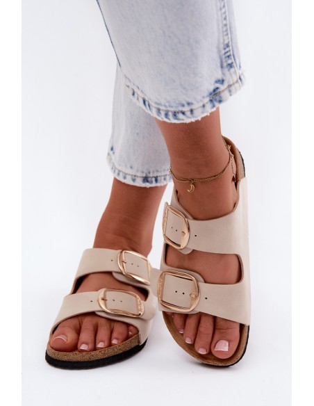 Women's Slippers With Cork Sole And Buckles Lee Cooper LCW-26-35-4454L Beige