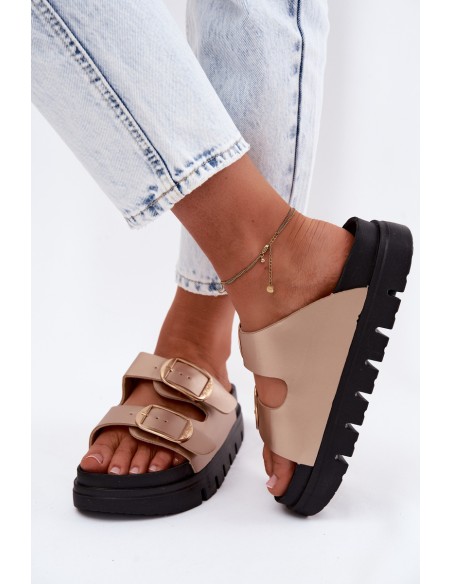 Women's Platform Sandals with Buckles Lee Cooper LCW-26-35-4462L Gold