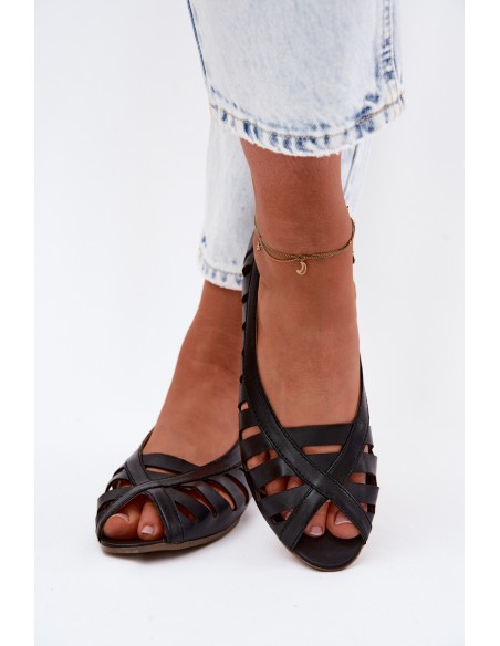 Leather Ballet Flats With Open Toes Maciejka 06908-29/001-1 Brown