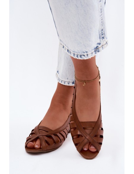 Leather Openwork Ballerinas Maciejka P7540-29 Brown