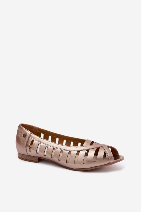 Leather Openwork Ballerinas Maciejka P7540-25 Gold