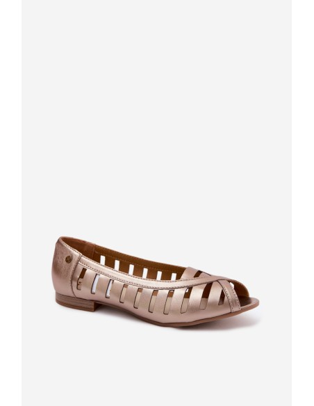 Leather Openwork Ballerinas Maciejka P7540-25 Gold