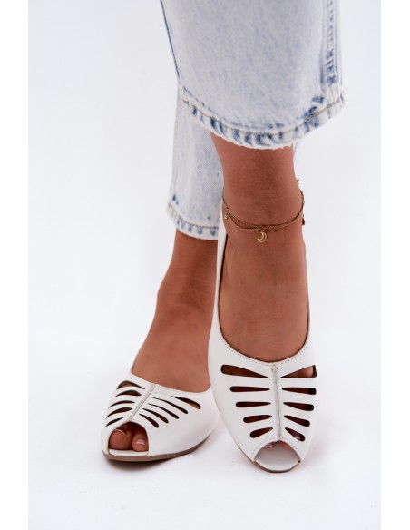 Maciejka P7541-11 White Openwork Leather Ballerinas