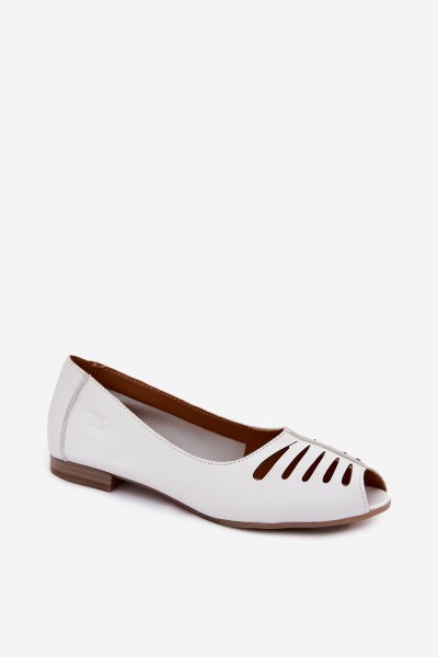 Maciejka P7541-11 White Openwork Leather Ballerinas 2