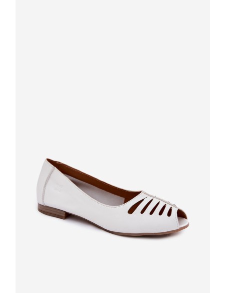 Maciejka P7541-11 White Openwork Leather Ballerinas