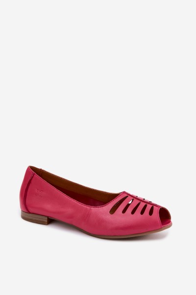 Openwork Ballerinas Made of Natural Leather Maciejka P7541-15 Fuchsia 2