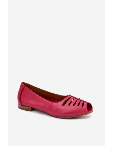 Openwork Ballerinas Made of Natural Leather Maciejka P7541-15 Fuchsia