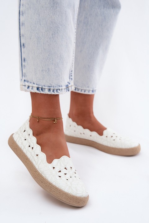 Women's Woven Floral Espadrilles White Merivelle