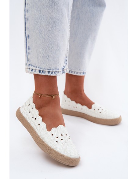 Women's Woven Floral Espadrilles White Merivelle