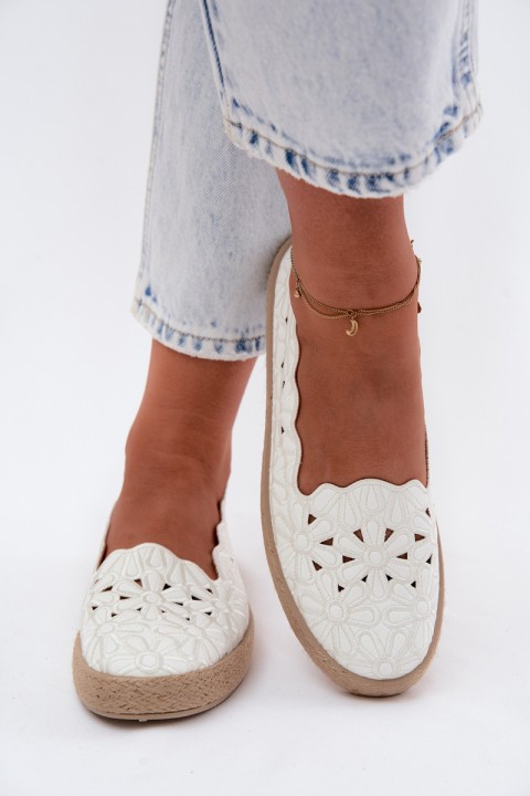 Women's Woven Floral Espadrilles White Merivelle
