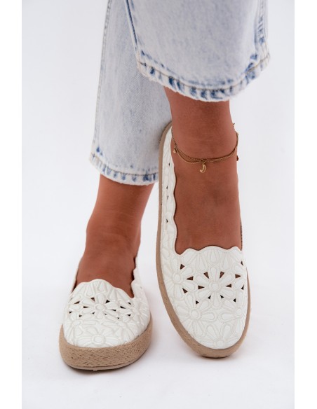 Women's Woven Floral Espadrilles White Merivelle