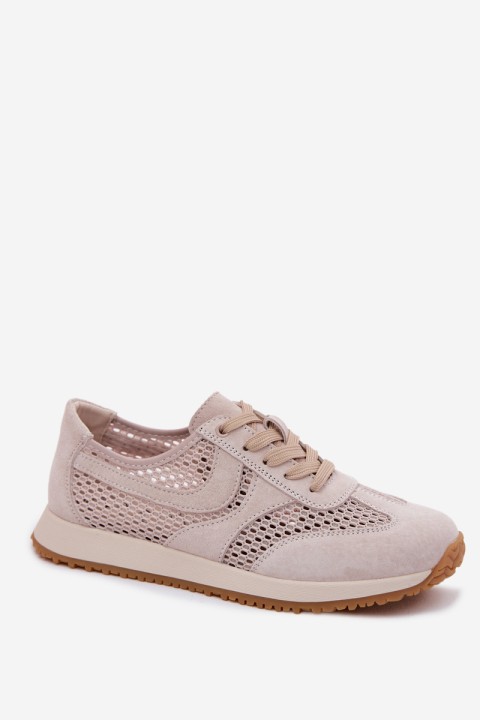 Women's Mesh Sneakers Light Beige Suede Gelina