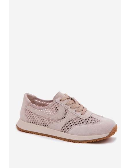 Women's Mesh Sneakers Light Beige Suede Gelina