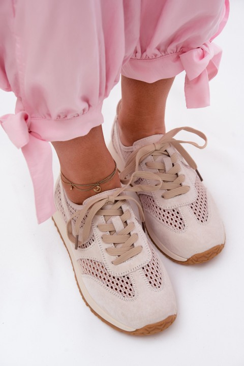 Women's Mesh Sneakers Light Beige Suede Gelina