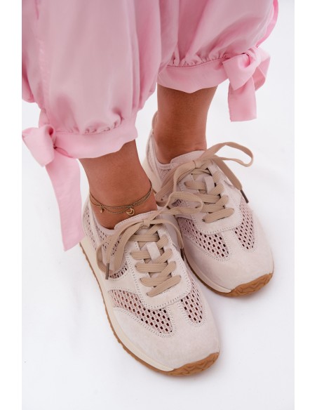 Women's Mesh Sneakers Light Beige Suede Gelina