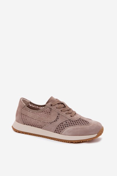 Women's Mesh Sneakers Dark Beige Suede Gelina 2