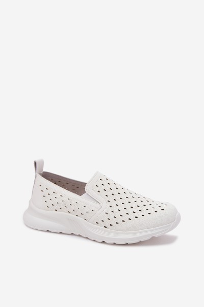 Women's Slip-On Mesh Shoes From Faux Leather White Geressa 2