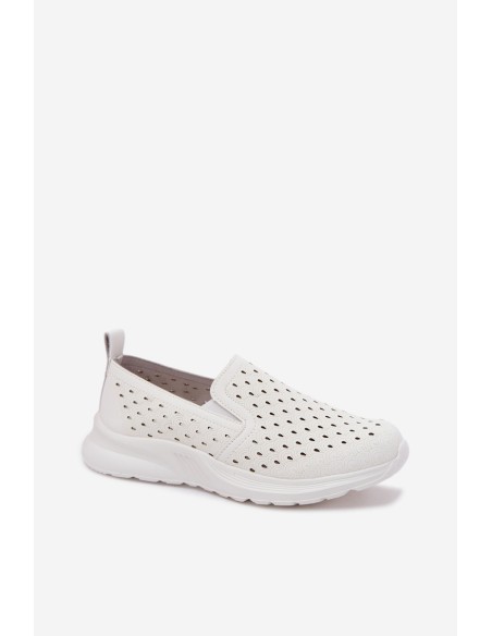 Women's Slip-On Mesh Shoes From Faux Leather White Geressa
