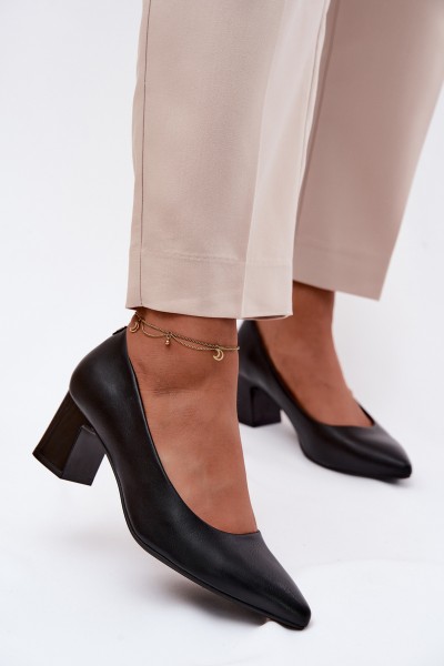 Sergio Leone PB413 Black Block Heel Shoes