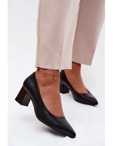 Sergio Leone PB413 Black Block Heel Shoes