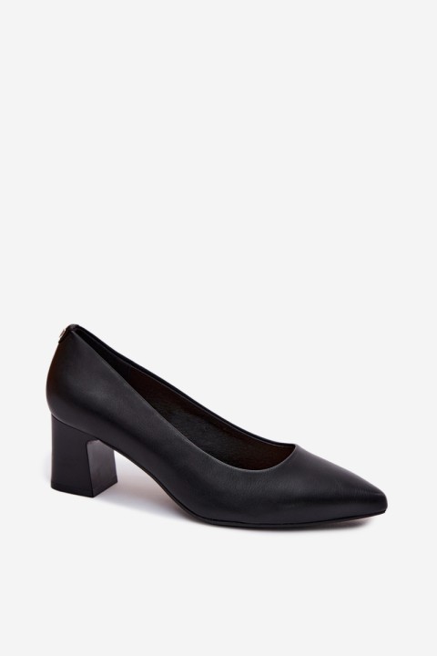 Sergio Leone PB413 Black Block Heel Shoes