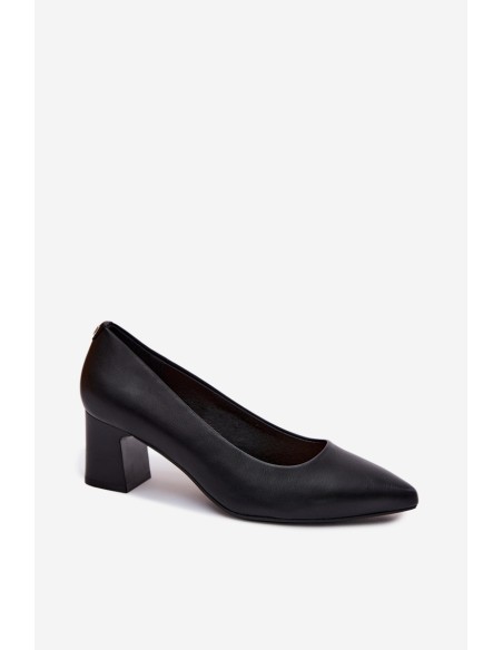 Sergio Leone PB413 Black Block Heel Shoes