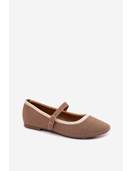 Women's Flat Mesh Material Light Brown Zelisa Ballerinas