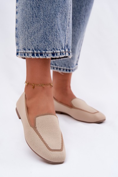Women's Fabric Flat Beige Moccasins Selisa