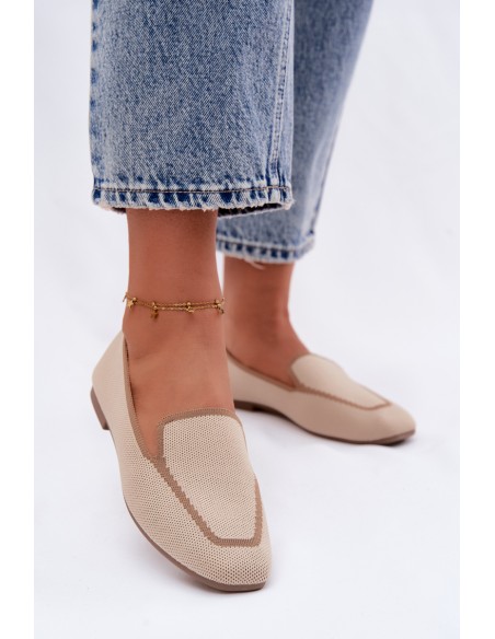Women's Fabric Flat Beige Moccasins Selisa