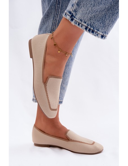 Women's Fabric Flat Beige Moccasins Selisa
