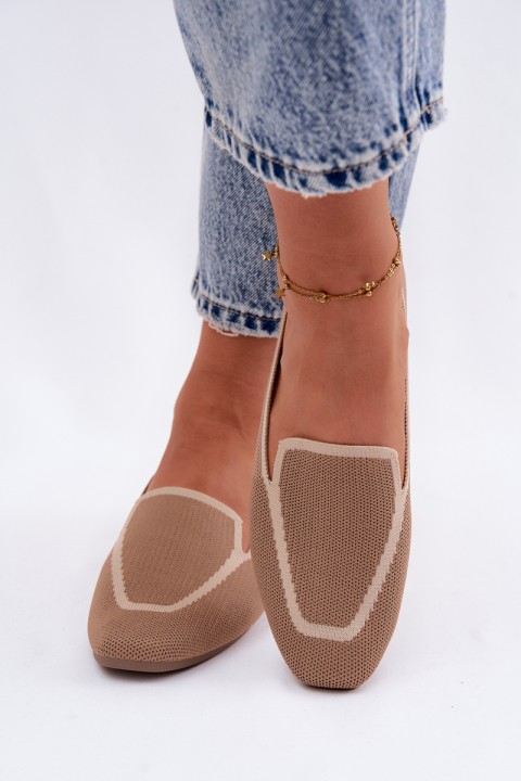 Women's Material Flats Light Brown Loafers Selisa