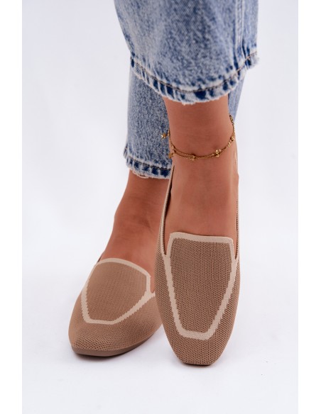 Women's Material Flats Light Brown Loafers Selisa