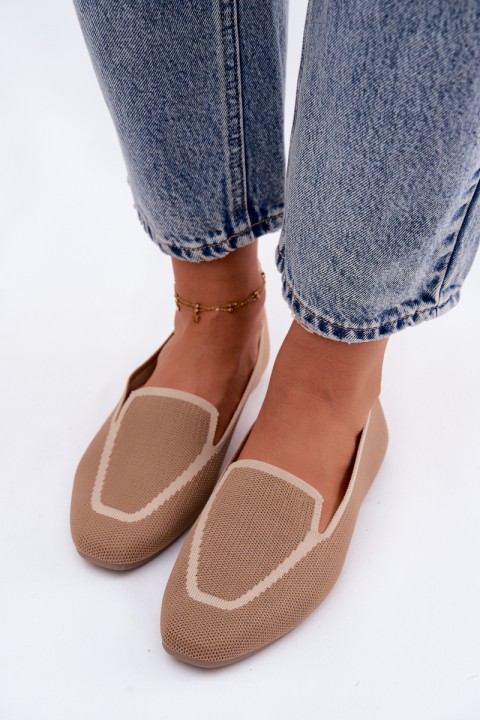 Women's Material Flats Light Brown Loafers Selisa