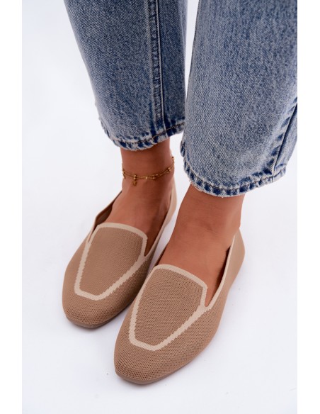 Women's Material Flats Light Brown Loafers Selisa