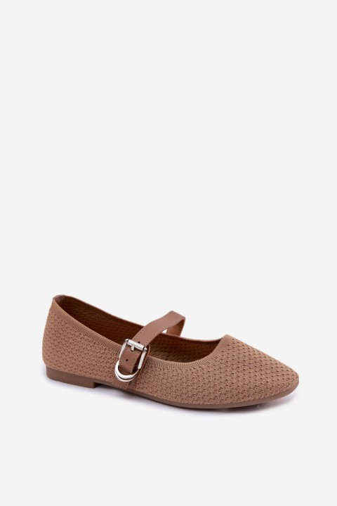 Material Ballerinas with Strap and Buckle Khaki Jelisa