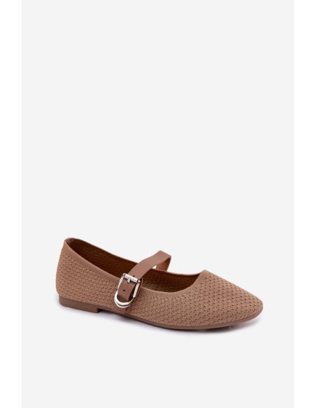 Material Ballerinas with Strap and Buckle Khaki Jelisa