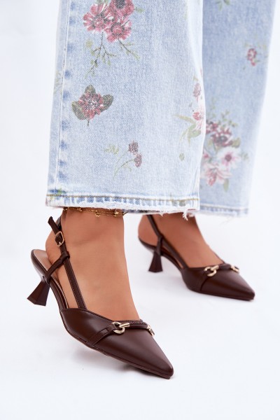 Women's High Heeled Sandals With Pointed Toes Brown Felessa