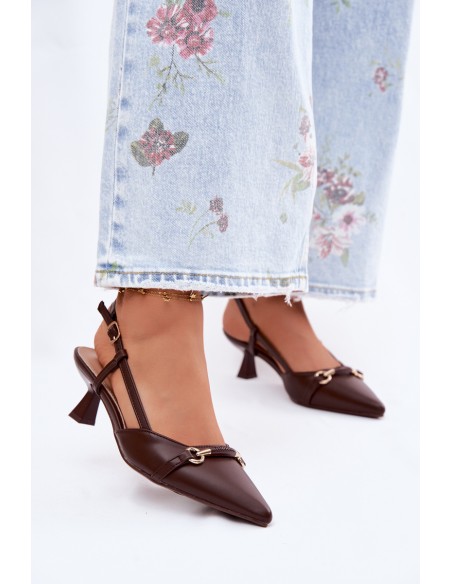 Women's High Heeled Sandals With Pointed Toes Brown Felessa