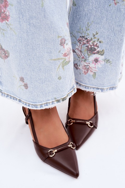 Women's High Heeled Sandals With Pointed Toes Brown Felessa