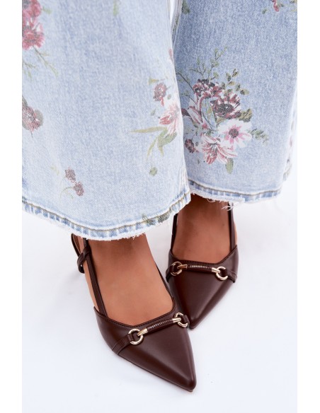 Women's High Heeled Sandals With Pointed Toes Brown Felessa