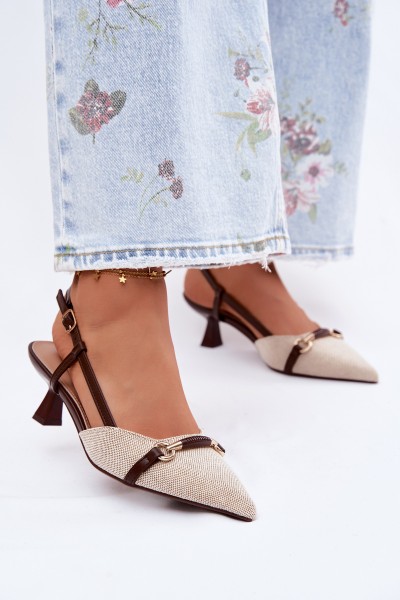 Women's High Heel Sandals With Pointed Toes Brown-Beige Felessa