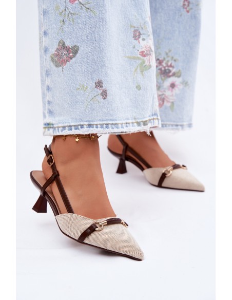 Women's High Heel Sandals With Pointed Toes Brown-Beige Felessa