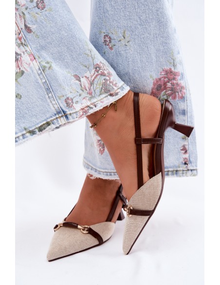 Women's High Heel Sandals With Pointed Toes Brown-Beige Felessa