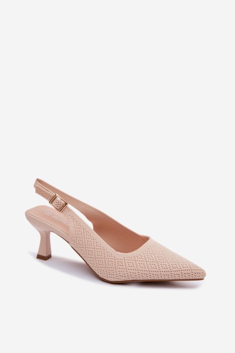 Beige Fabric Heeled Sandals Delessa